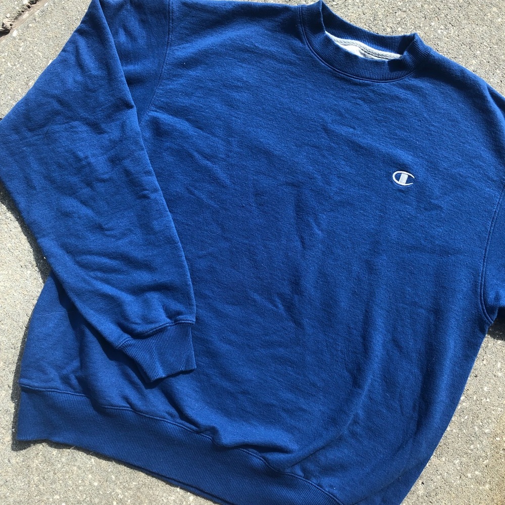 Champion Crewneck Sweater Size Large Blue